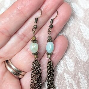 Hand Crafted Bronze and Aqua Earrings